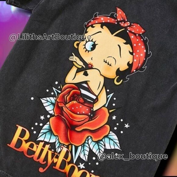 Betty Boop Kiss Graphic Tee (L024) | Official Cartoon T-Shirt S/M - Picture 2 of 5